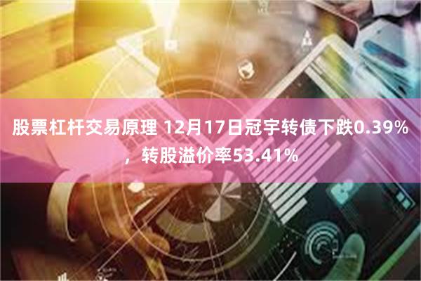 股票杠杆交易原理 12月17日冠宇转债下跌0.39%，转股溢价率53.41%